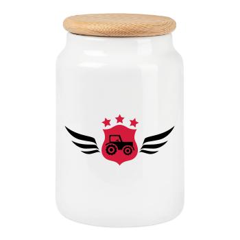 Agriculteur - Fermier - Nature - Boîte à biscuits avec couvercle en bois - blanc - Devant