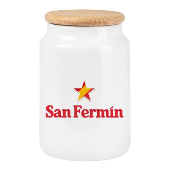 Stars of Spain - San Fermin - Cookie Jar with Wooden Lid - white - Front