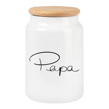 Dad - Cookie Jar with Wooden Lid - white - Front
