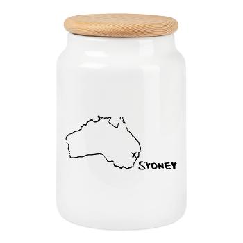 sydney - Keksdose mit Holzdeckel - Weiß - Vorne