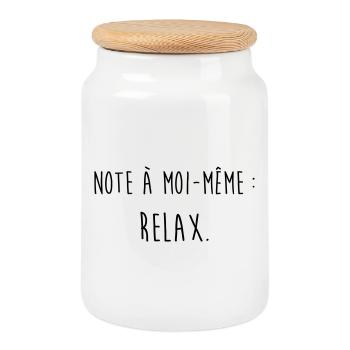 Relax / Humour / Fainéant / Paresse / Drôle Stress - Boîte à biscuits avec couvercle en bois - blanc - Devant
