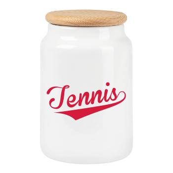 Tennis - Sport - Ball - Player - Game - Sportsman - Cookie Jar with Wooden Lid - white - Front