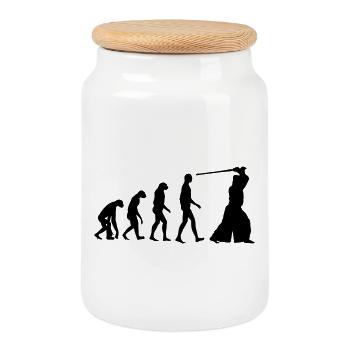 Kendo / Kendoka / Sword / Kampfkünste / Kampf - Keksdose mit Holzdeckel - Weiß - Vorne