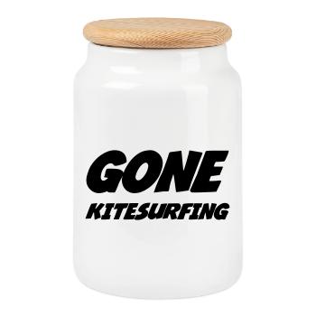 Kiteboarding / Kitesurfing / Kitesurf / - Boîte à biscuits avec couvercle en bois - blanc - Devant