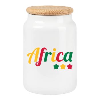 Africa / Africain / Afrique / Africain - Boîte à biscuits avec couvercle en bois - blanc - Devant