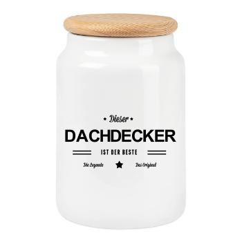 Bester Dachdecker - Keksdose mit Holzdeckel - Weiß - Vorne