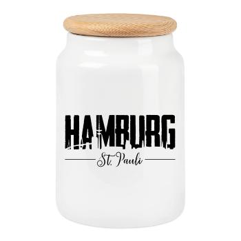 Hamburg St. Pauli, Reeperbahn, Kiez - Keksdose mit Holzdeckel - Weiß - Vorne