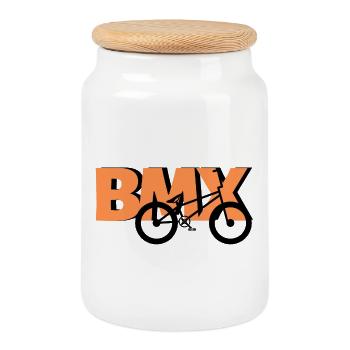 BMX Freestyle Pro Shirt - Keksdose mit Holzdeckel - Weiß - Vorne