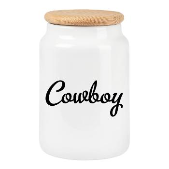 Cowboy - Keksdose mit Holzdeckel - Weiß - Vorne