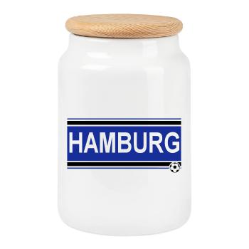 Hamburg , Tradition , Hamburg Fussball Fan (25) - Keksdose mit Holzdeckel - Weiß - Vorne