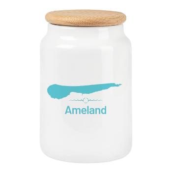 Ameland | Carte de conception - Boîte à biscuits avec couvercle en bois - blanc - Devant