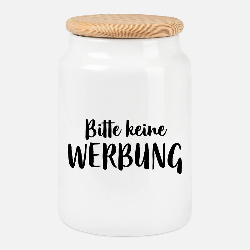 Bitte keine Werbung Aufkleber Briefkasten - Keksdose mit Holzdeckel - Weiß