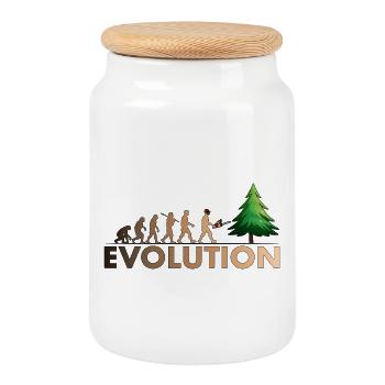 Couleur de l'évolution de la tronçonneuse - Boîte à biscuits avec couvercle en bois - blanc - Devant
