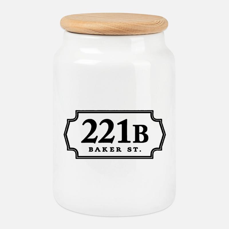 221b Bäcker st - Keksdose mit Holzdeckel - Weiß