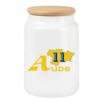Aude - Keksdose mit Holzdeckel - Weiß - Vorne