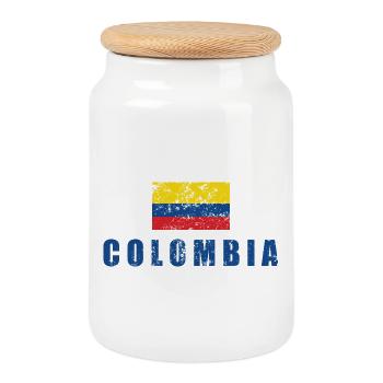 colombia - Cookie Jar with Wooden Lid - white - Front