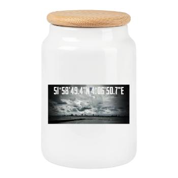 Coastal coordinates with industrial landscape - Cookie Jar with Wooden Lid - white - Front