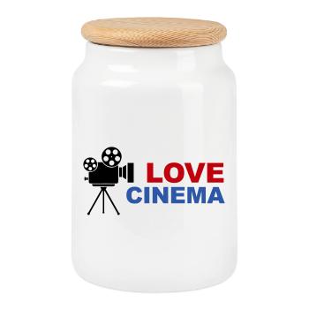 Love Cinema Bold Red Blue Typografie - Keksdose mit Holzdeckel - Weiß - Vorne