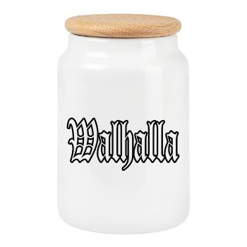 walhalla odin thor viking viking autocollant chemise - Boîte à biscuits avec couvercle en bois - blanc - Devant