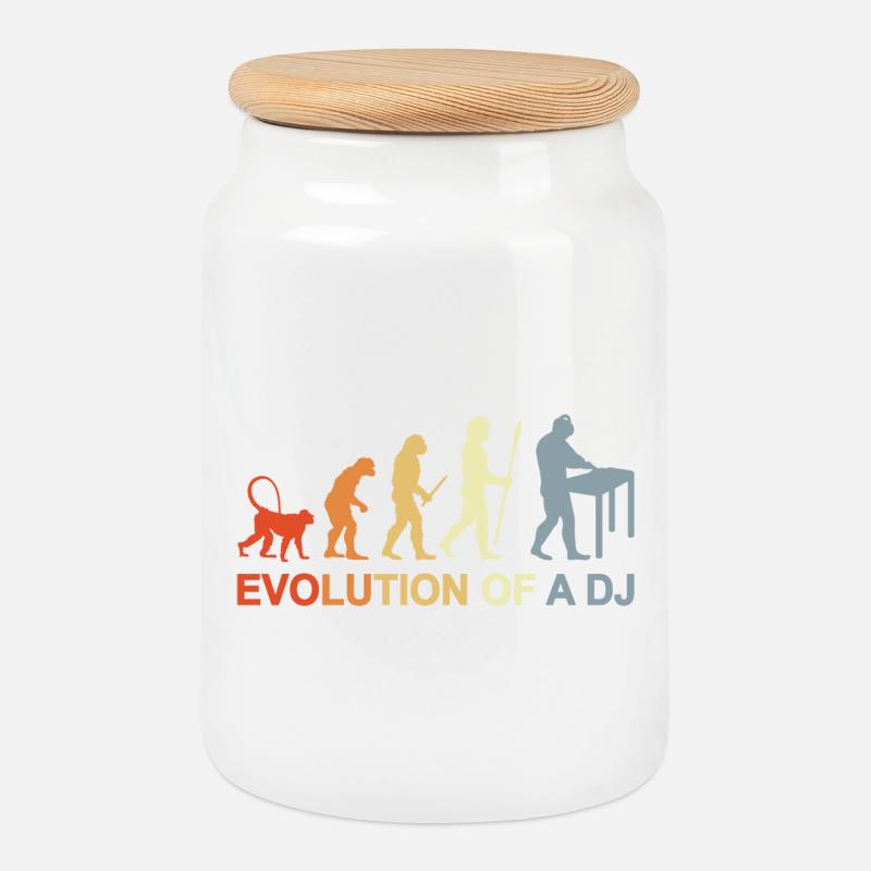 Évolution d’un DJ - Boîte à biscuits avec couvercle en bois - blanc