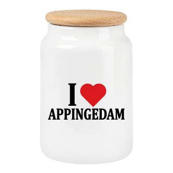 Ich liebe Appingedam T-Shirt Nederland Geschenkidee - Keksdose mit Holzdeckel - Weiß - Vorne