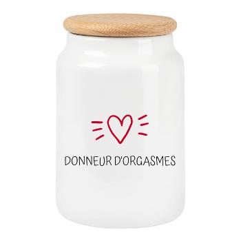 Donneur d'orgasmes - Boîte à biscuits avec couvercle en bois - blanc - Devant