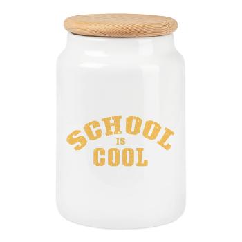 School is cool - Cookie Jar with Wooden Lid - white - Front