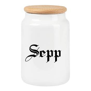Sepp - Keksdose mit Holzdeckel - Weiß - Vorne