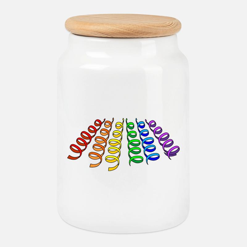 Girlanden Regenbogen - Keksdose mit Holzdeckel - Weiß