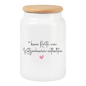 Katze Katzenhaar lustiger Katzen Spruch Geschenk - Keksdose mit Holzdeckel - Weiß - Vorne