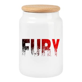 Fury Rot & Schwarz - Keksdose mit Holzdeckel - Weiß - Vorne
