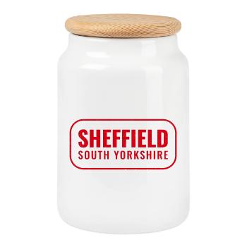 Sheffield - Cookie Jar with Wooden Lid - white - Front