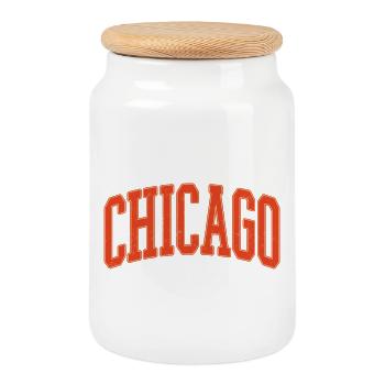 Texte de l’arc de Chicago en 3D orange - Boîte à biscuits avec couvercle en bois - blanc - Devant