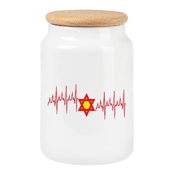 David's Star on cardiac signals. - Cookie Jar with Wooden Lid - white - Front