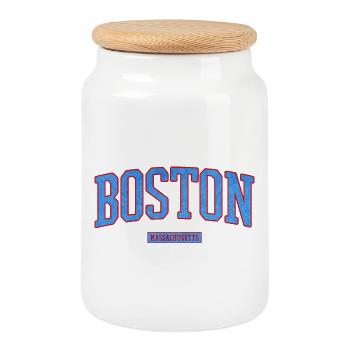 Boston Stadt Pride Emblem - Keksdose mit Holzdeckel - Weiß - Vorne