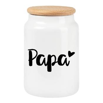 Papa heart for fathers or all those who become one - Cookie Jar with Wooden Lid - white - Front