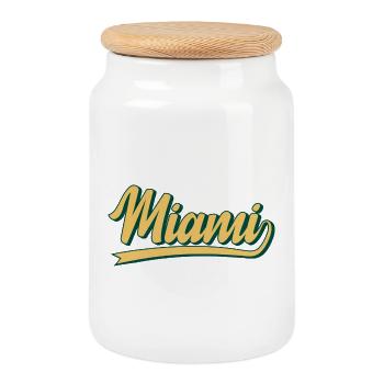 Miami Retro Schrift Flair - Keksdose mit Holzdeckel - Weiß - Vorne