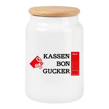 Kassenbongucker - Keksdose mit Holzdeckel - Weiß - Vorne