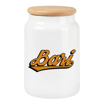 Bari Script: Orange Retro Logo - Cookie Jar with Wooden Lid - white - Front