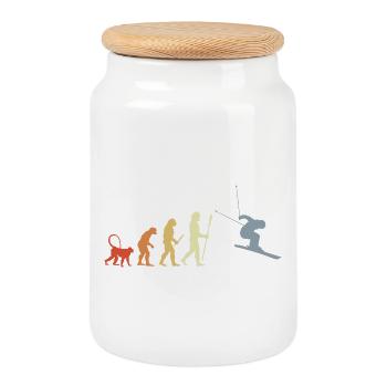 Développement d’un skieur - Boîte à biscuits avec couvercle en bois - blanc - Devant