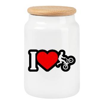 I Heart BMX Rider Tee - Boîte à biscuits avec couvercle en bois - blanc - Devant
