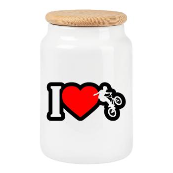 I Love BMX Freestyle - Cookie Jar with Wooden Lid - white - Front