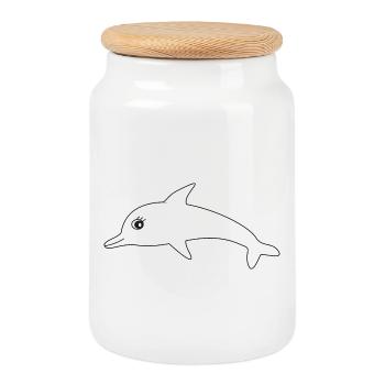 Dauphins dauphins - Boîte à biscuits avec couvercle en bois - blanc - Devant