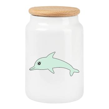 Delfin Delphine - Keksdose mit Holzdeckel - Weiß - Vorne