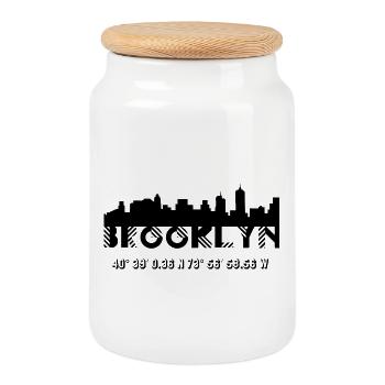Brooklyn USA Shirt Design T-Shirt Merch - Boîte à biscuits avec couvercle en bois - blanc - Devant