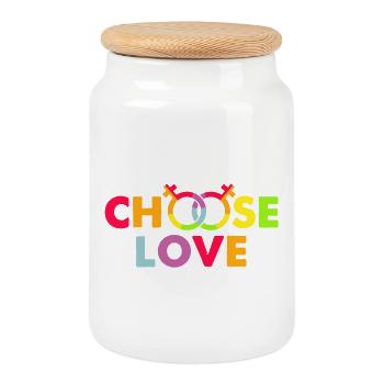 LGBT, rainbow, gay - Cookie Jar with Wooden Lid - white - Front