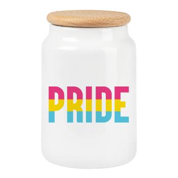 Pride Month LGBT - Pansexual Pride - Cookie Jar with Wooden Lid - white - Front