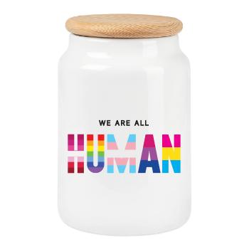 Pride Month LGBT - Wir sind alle Menschen - Keksdose mit Holzdeckel - Weiß - Vorne
