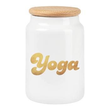 Yoga Gold Schnoerkel Méditation Fan Yogi Hobby - Boîte à biscuits avec couvercle en bois - blanc - Devant