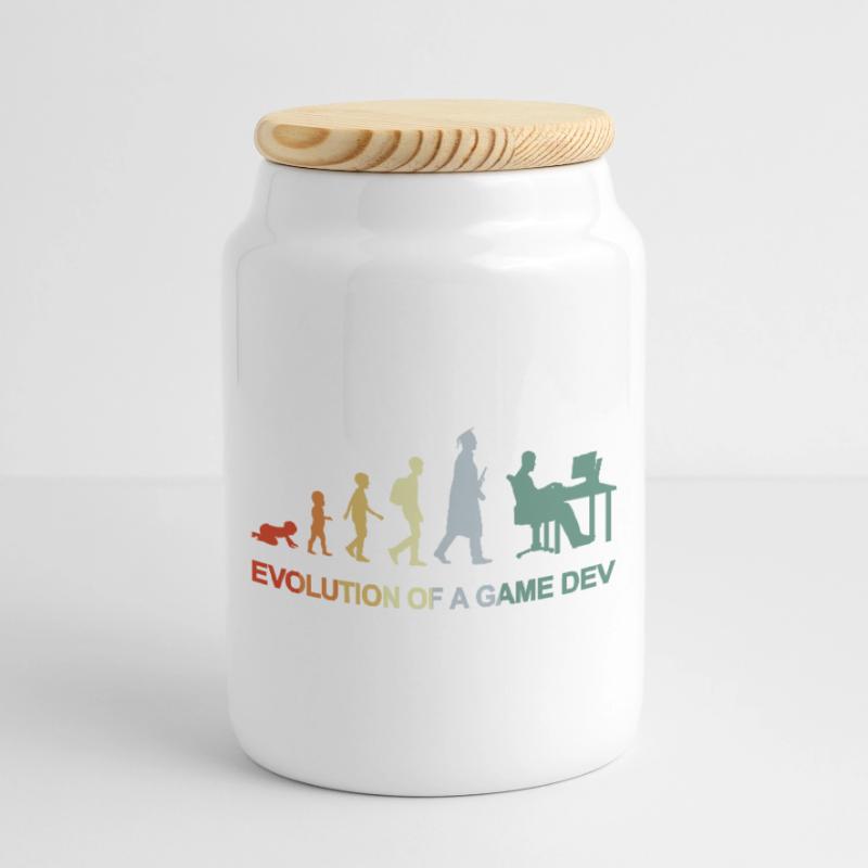Game Dev Evolution Keksdose mit Holzdeckel